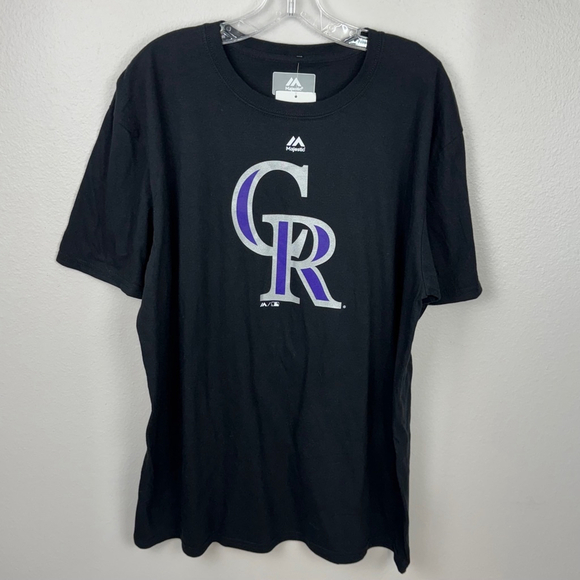 Majestic Other - Colorado Rockies CR Majestic T-Shirt Mens XL Black MLB Baseball Crew Neck NWT